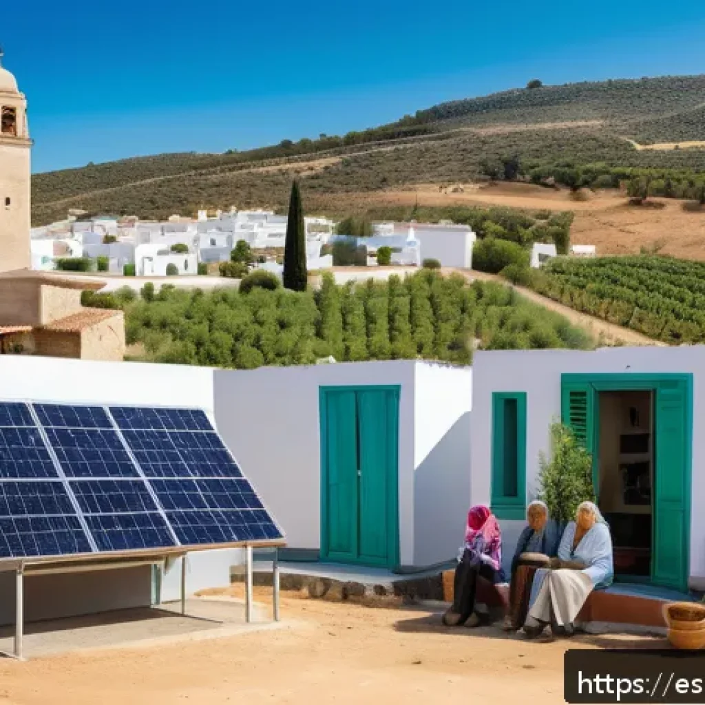 기술 격차 해소 이니셔티브의 사회적 영향 - A vibrant rural community in Andalucía, Spain, gathered around a locally managed telecommunications ...